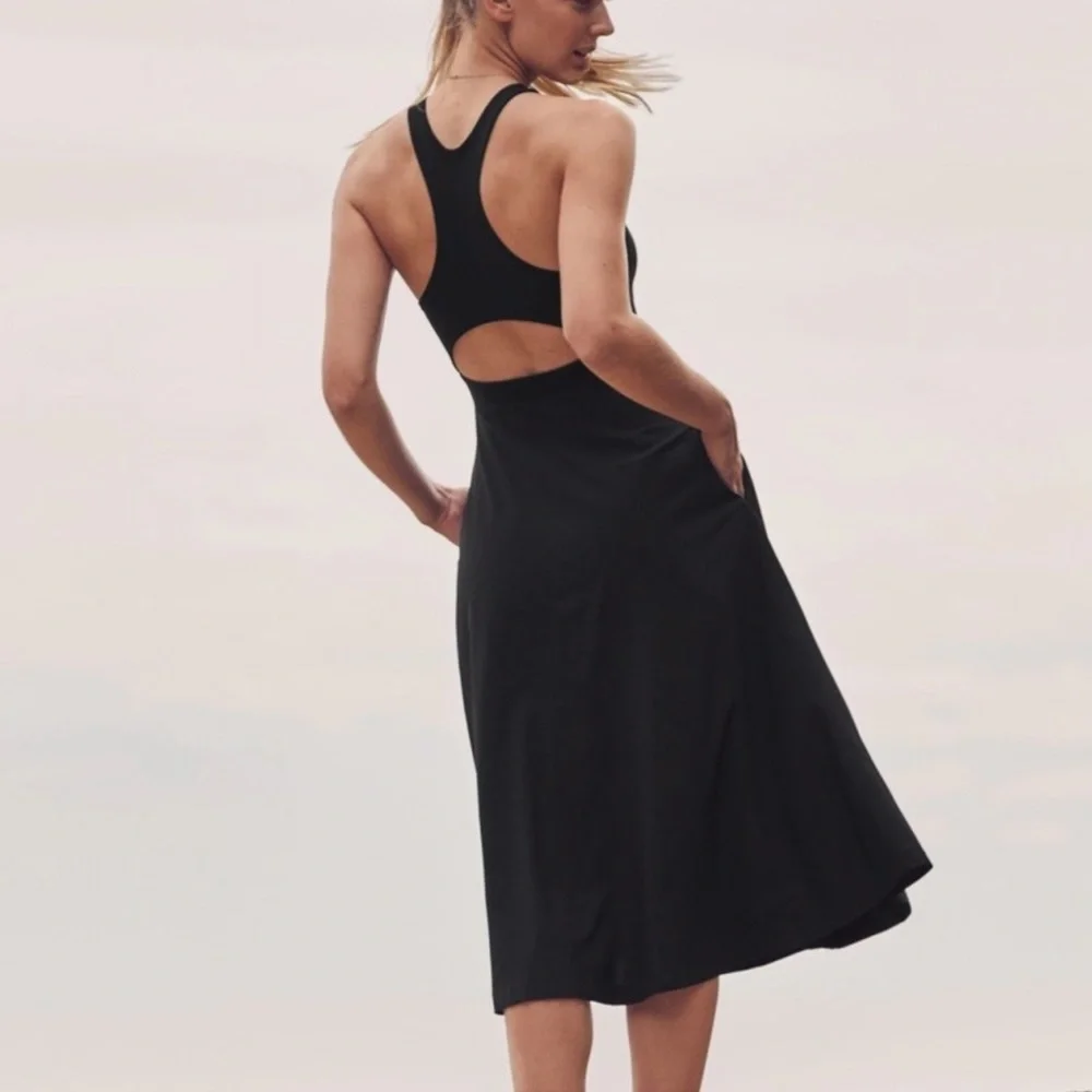 Athleta Black Halter A-Line Midi Dress - Picture 5 of 10